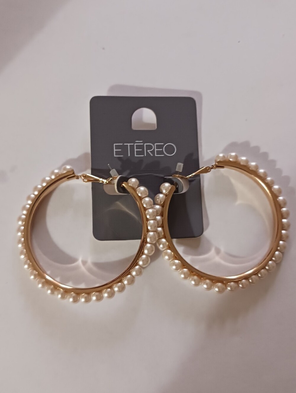 NWT Etereo Faux Pearl Hoops